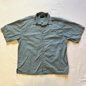 Indigo Palms Denim Company Short Sleeve Button Down Men Large Blue‎ 100% Cotton